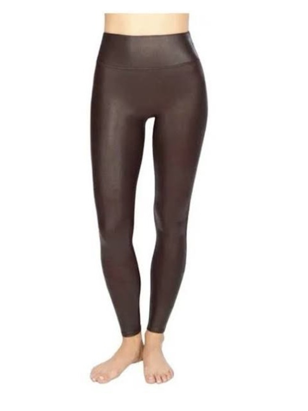 SPANX Faux Leather High-Rise Leggings in Brown